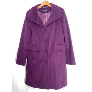 Ellen Tracy Wool Blend Coat in Plum - Women's Size 10 - Vibrant!